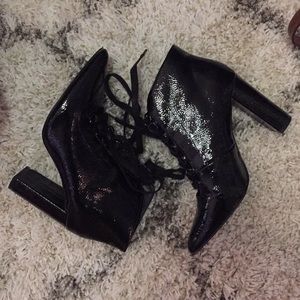 Zara patent leather lace up booties